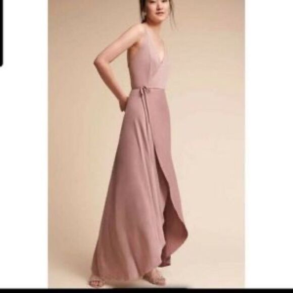 Anthropologie Dresses & Skirts - DISCOUNT SHIPPING! Twobirds Lily Pink Sleeveless Wrap Grecian Satin Bridesmaid